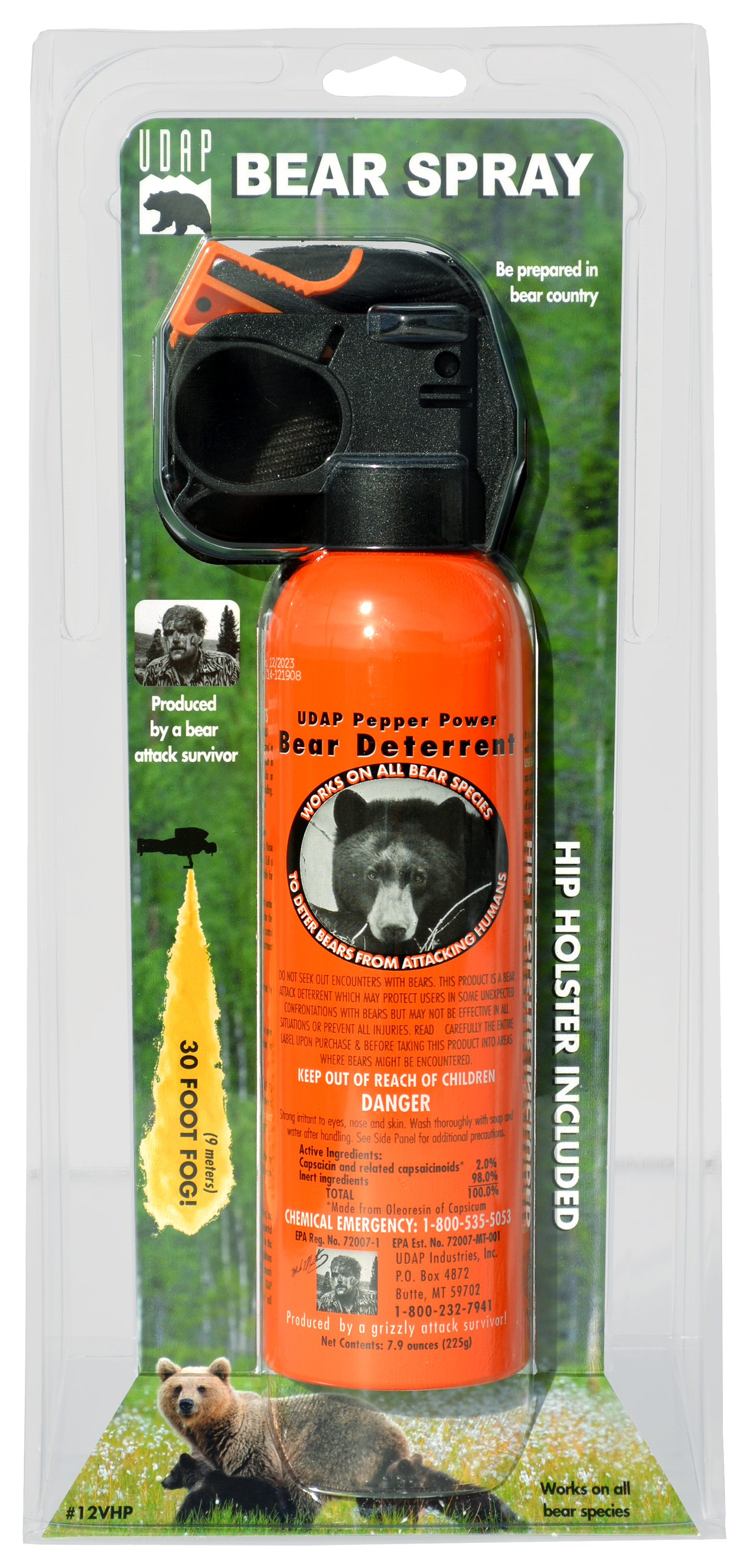 UDAP Pepper Power Safety Orange Bear Spray with Hip Holster | Bass Pro ...